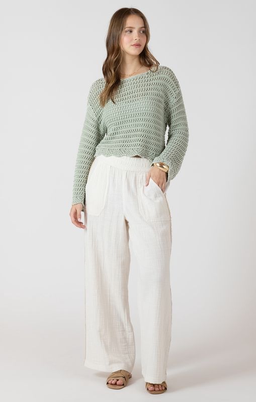 Pantalon à jambes larges avec bordure crochetée 2729