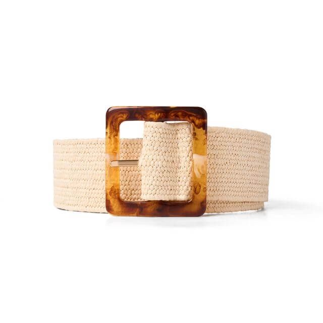 Ceinture style paille avec élastique beige