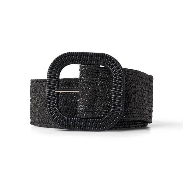 Ceinture paille noire avec élastique
