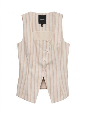 Débardeur beige rayé rose pêche 2538