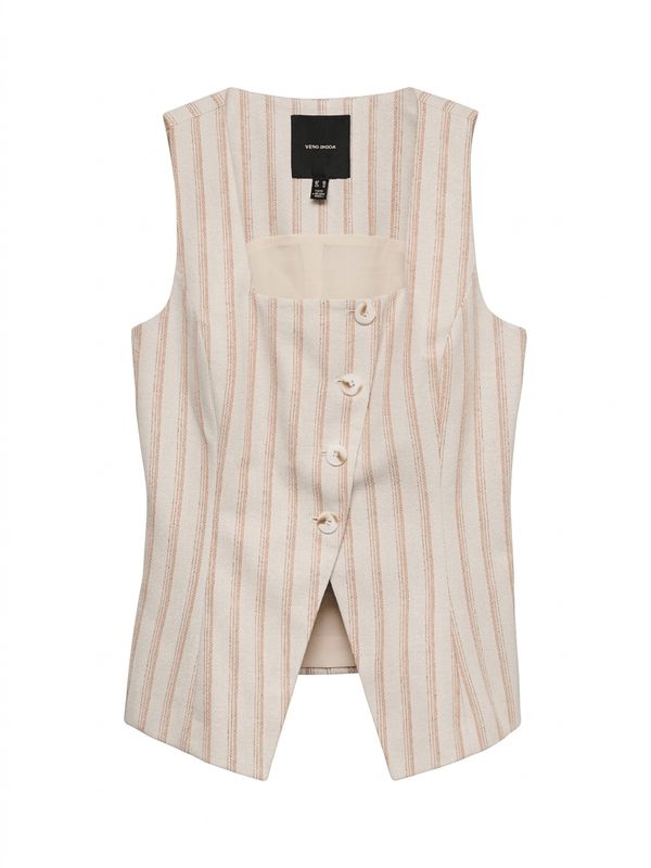 Débardeur beige rayé rose pêche 2538