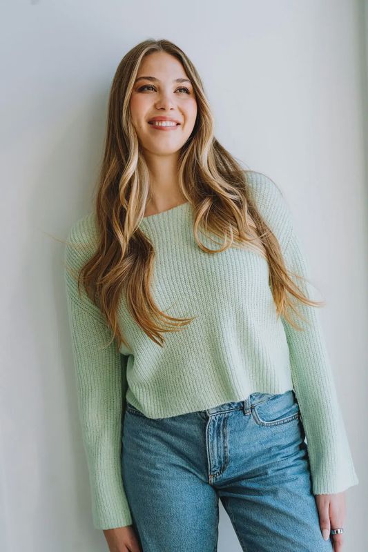 Tricot en laine ÉMILY - vert menthe 754