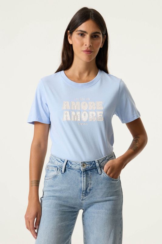 T-shirt bleu poudre Amore 0005