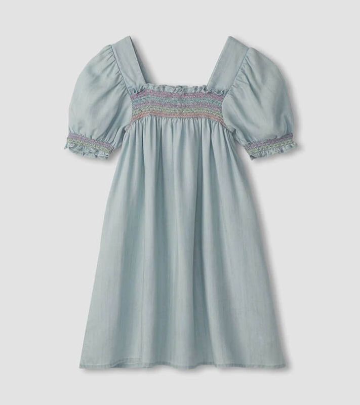 Robe bleu jeans a manche bouffantes 1884