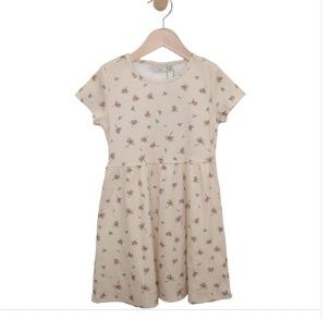 Robe  fleuri beige 072