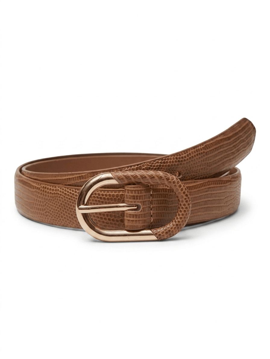 Ceinture à motif serpent cognac