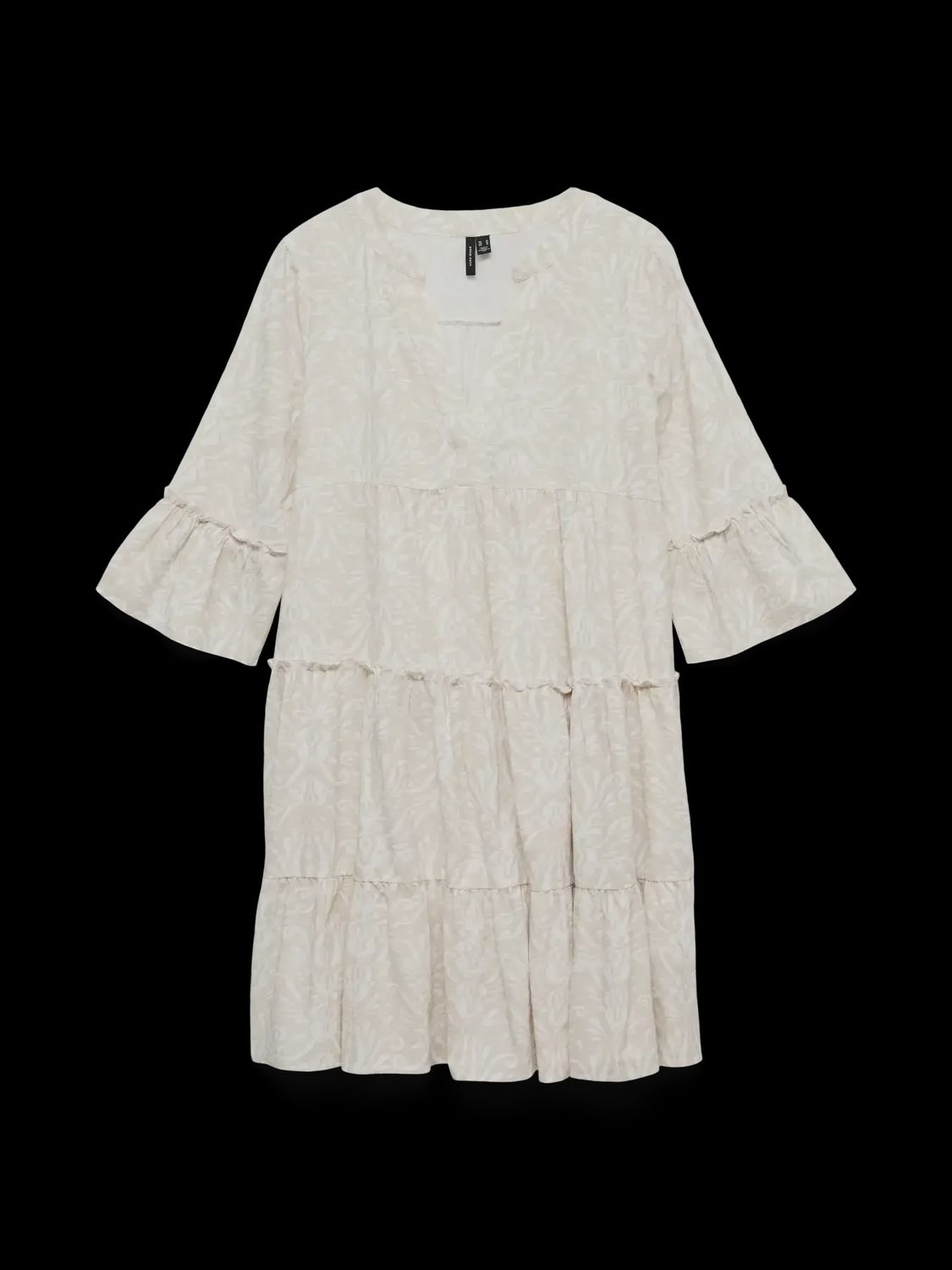 Robe ample beige à motif crème 5127