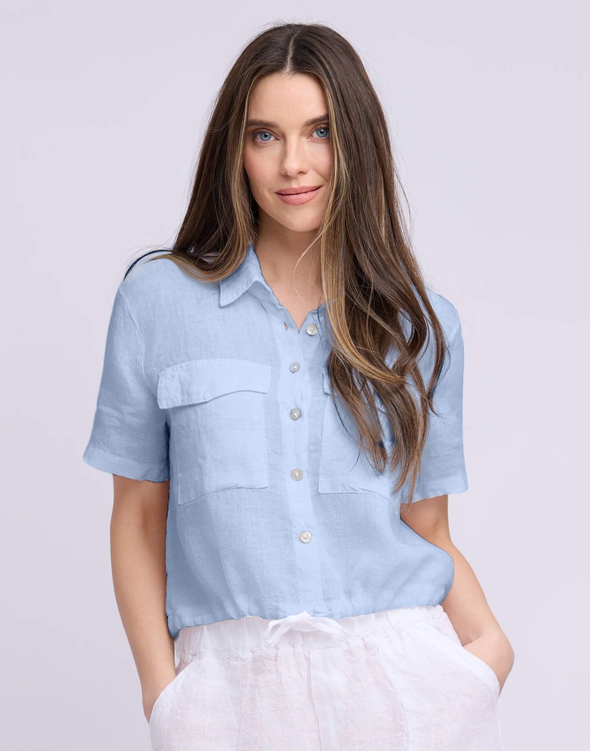 Blouse en lin bleu 2932