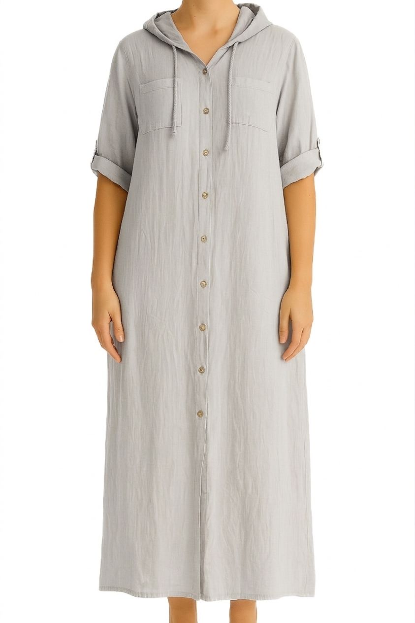 Robe grise longue 100% lin 6218
