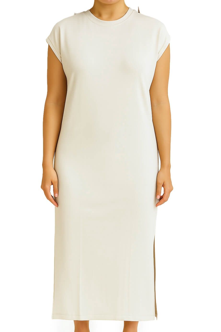 Robe t-shirt ample couleur sable longue 8623