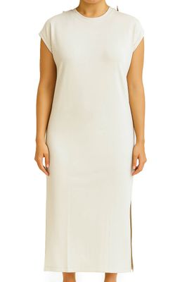 Robe t-shirt ample couleur sable longue 8623