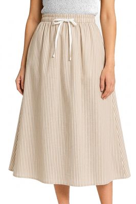 Jupe longue évasée ivoire rayure beige 2615