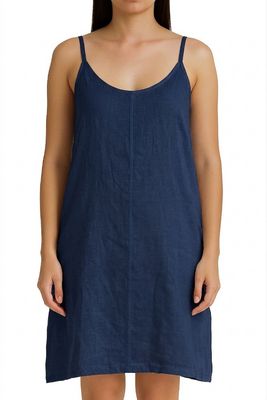 Robe marine ample 100% lin 6194