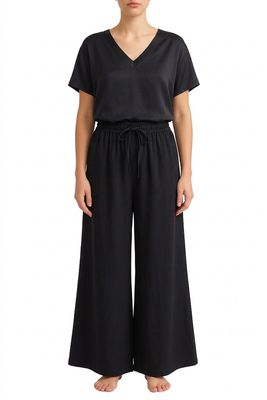 Pantalon ample satiné noir