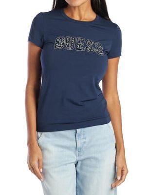 T-shirt marine Guess dentelle avec brillant 1314