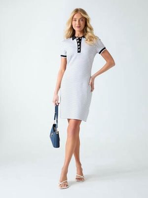 Robe polo blanc rayé marine 2948