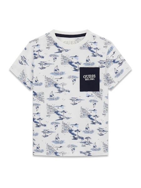 T-shirt blanc motif voile marine 8HM4