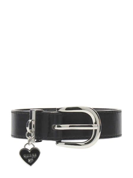 Ceinture noire avec breloque cœur HEG0