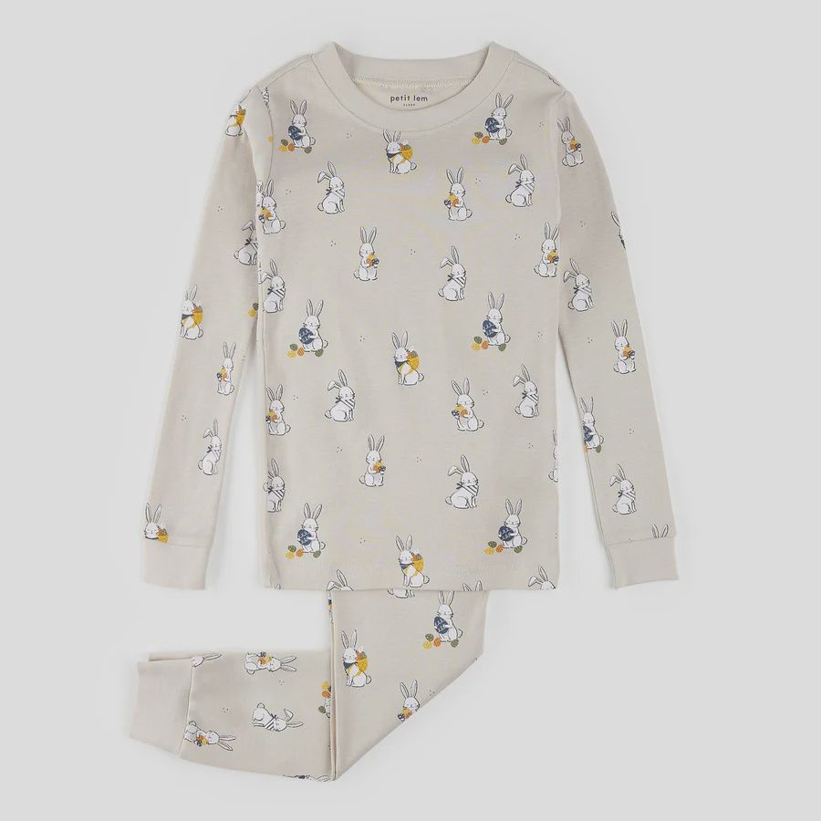 Pyjama deux pièces avec imprimé de lapins de Pâques, Grandeur: 18 mois
