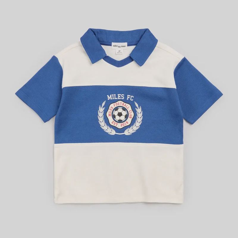 Polo de soccer bleu royal et ivoire Miles FC 7t04