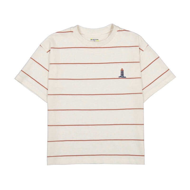 T-shirt ivoire à rayures 6044