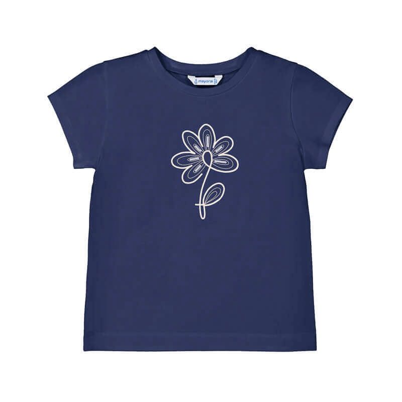 T-shirt bleu motif fleur corder 174