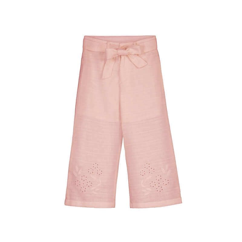 Pantalon long blossom en lin brodé 3585