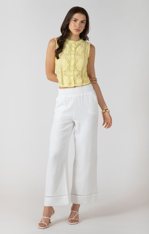 Pantalon à jambe large gaufré blanc 2726
