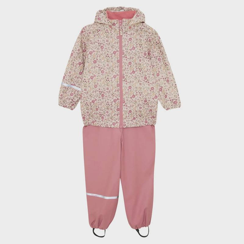 Ensemble de pluie Salopette fleurs 0486
