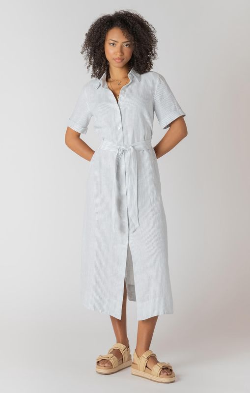 Robe-chemise bleu rayé blanc 2516