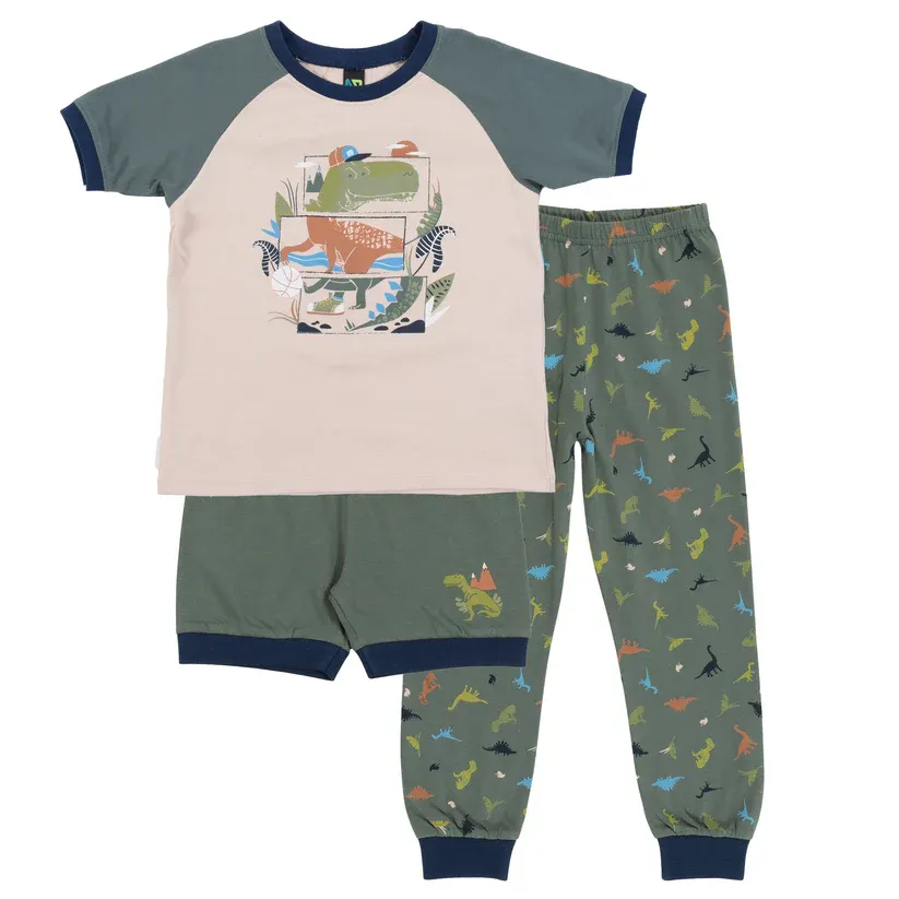 Pyjama à manches courtes 3 pièces avec crocodile p01