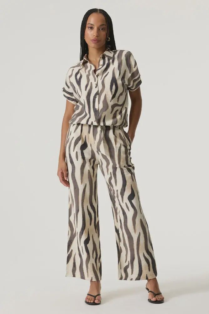 Blouse motif zébré élastique au bas 0030