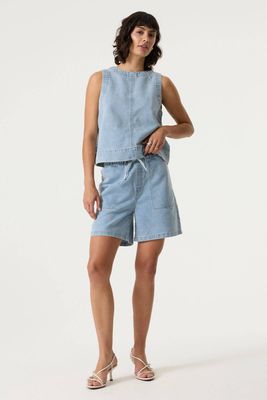 Short en denim délavé clair 0144