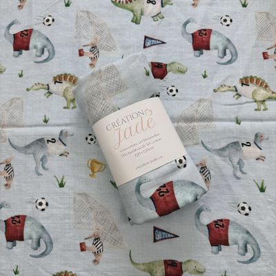 Mousseline 70% bambou - Dinosaures soccer