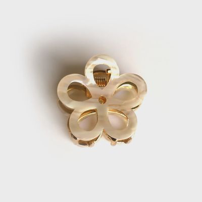 Petite pince à cheveux en fleur crème
