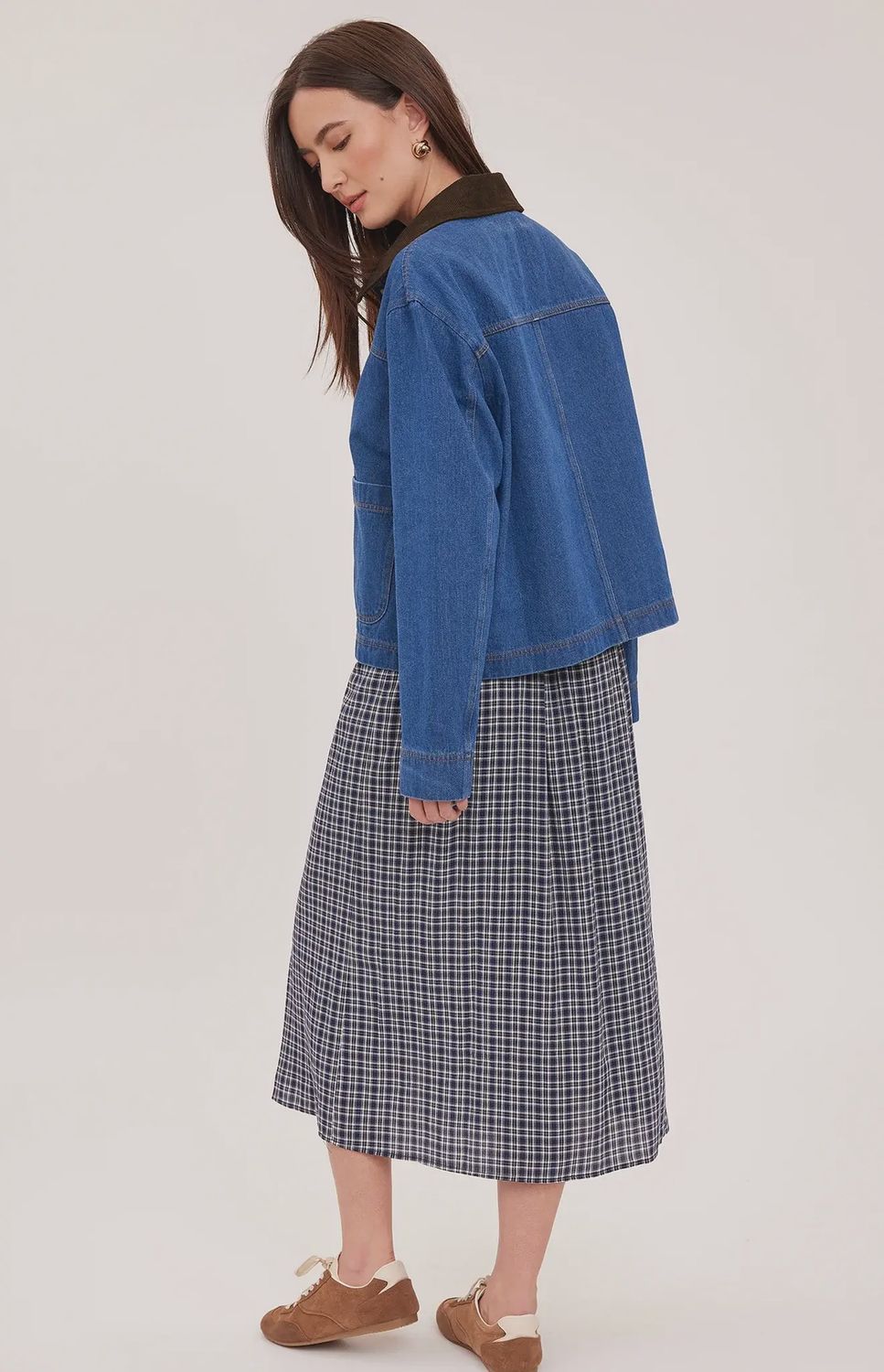 Veste en jeans à col marron 5269