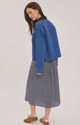 Veste en jeans à col marron 5269