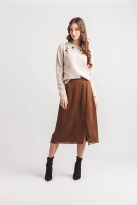 Tricot floral beige 1221