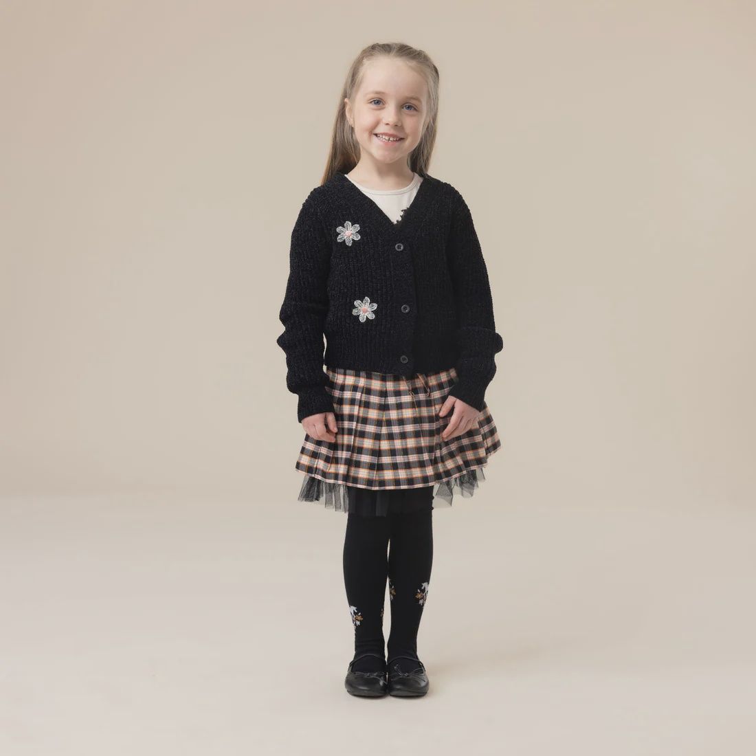 Cardigan noir à fleurs – 053