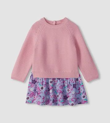 Robe chandail à imprimé floral à jupe mixte – Bébé et tout-petit filles 611