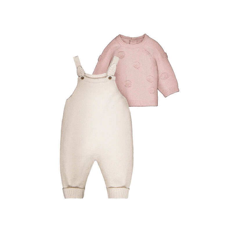 Ensemble salopette rose et crème – 2608