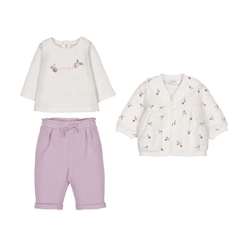 Ensemble 3 pièces lilas et crème – 2606