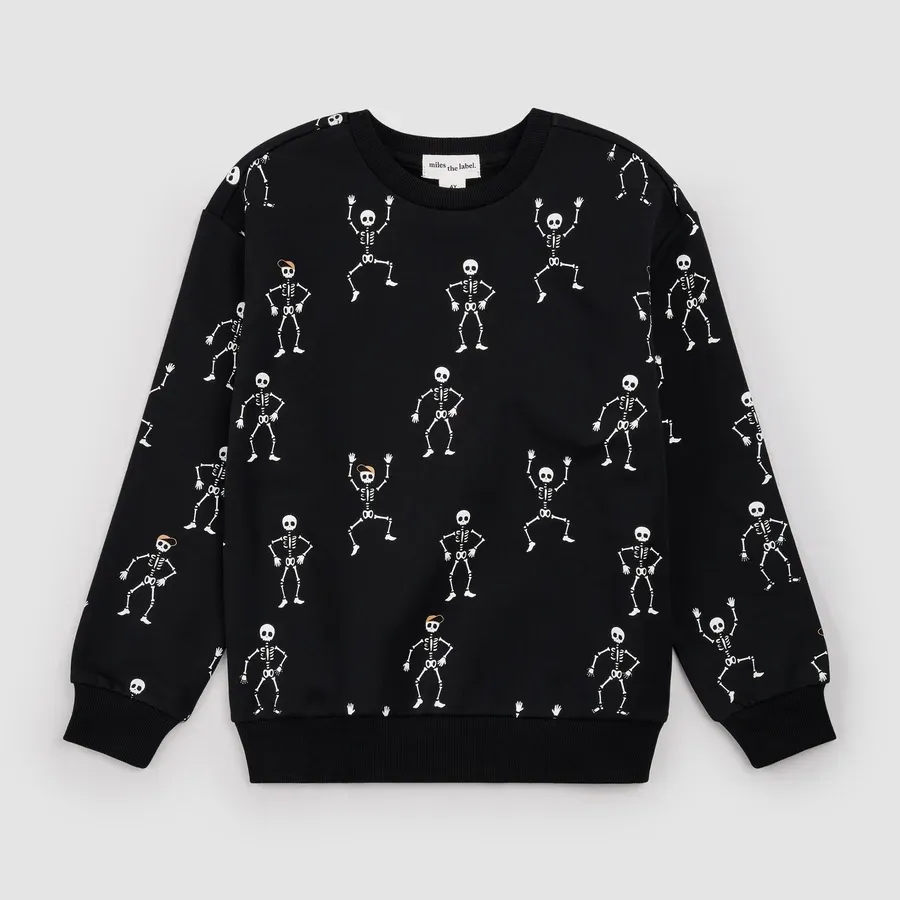 Crewneck noir squelette T01K