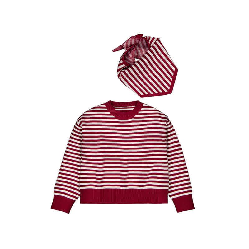 Chandail rayé cerise – 4316
