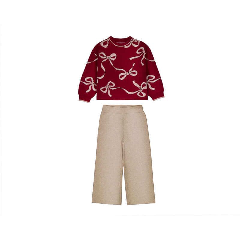 Ensemble deux pièces motif boucles framboise – 4527