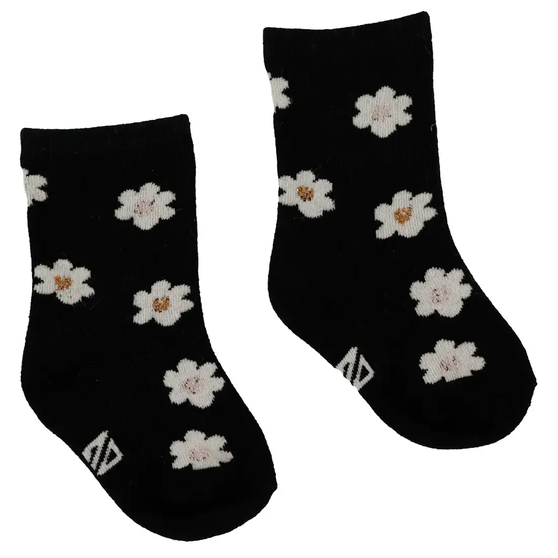 Chaussette noir avec motif à fleur-202