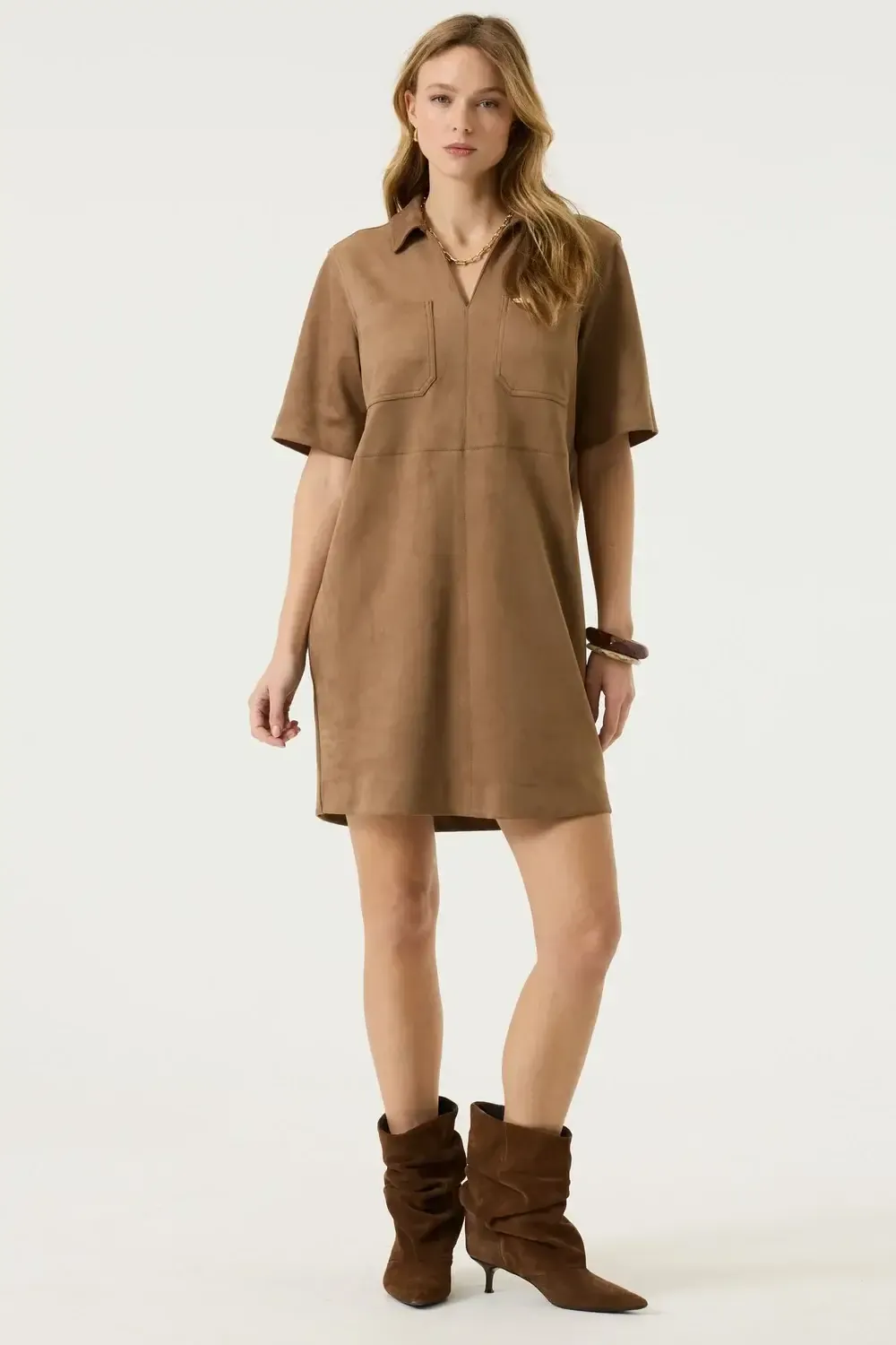Robe en suède tan -5232