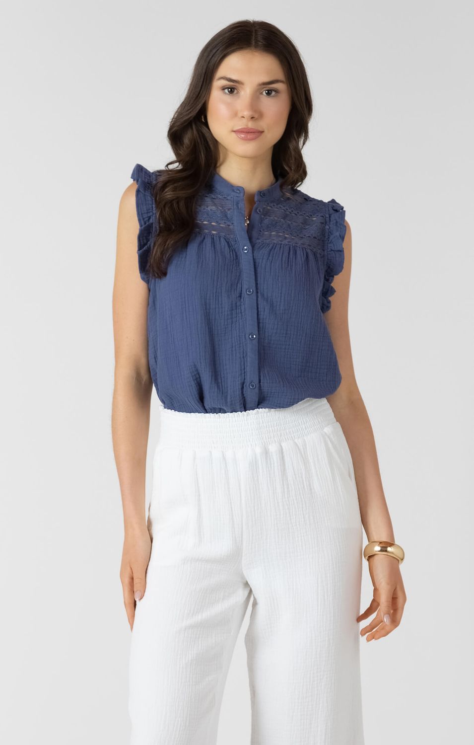Camisole a bouton bleu 3512
