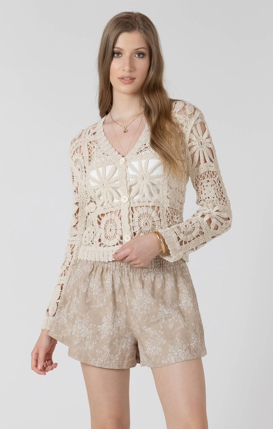 Cardigan avoine clair 7257