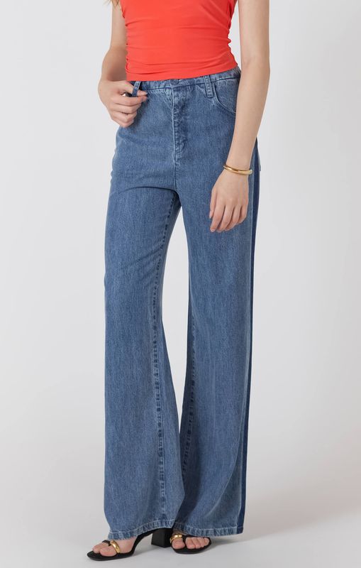 Pantalon délavé bleu avec bande 2701